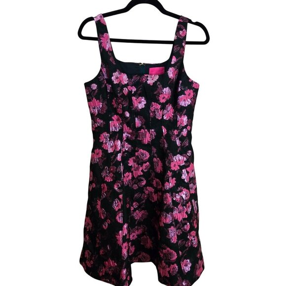 Lilly Pulitzer NWT Leya Floral Jaquard Dress Evergreen Hibis Kiss Jaquard Size 4 - Picture 2 of 14